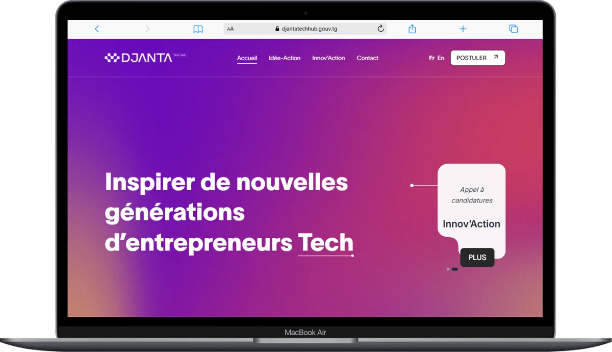 Djanta Tech Hub — page d'accueil (desktop)